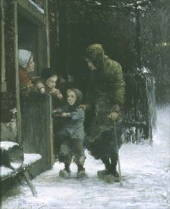 Gammel kvinde og ung dreng tigger af Ferdinand Carl Sierich