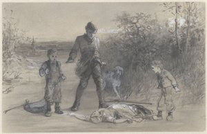 Jægeren Teun ved liget af Zijtje af Ferdinand Carl Sierich