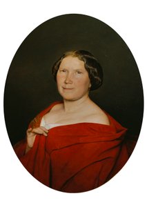 Kvinde med en laksefarvet kappe af Ferdinand Georg Waldmuller