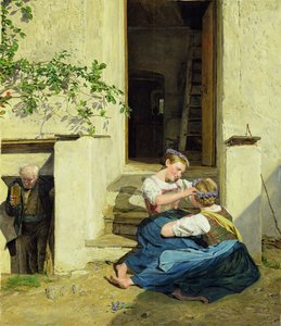 Piger laver guirlander, 1846 af Ferdinand Georg Waldmuller
