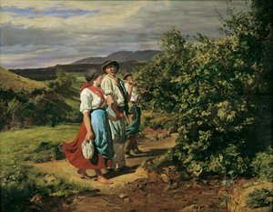 Hjemkomst fra arbejde (The Lovers at the Crossroads) af Ferdinand Georg Waldmuller