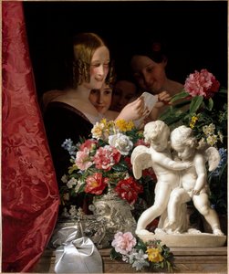 Pigerne læser et brev. Maleri af Ferdinand Georg Waldmuller (1793-1865) af Ferdinand Georg Waldmuller