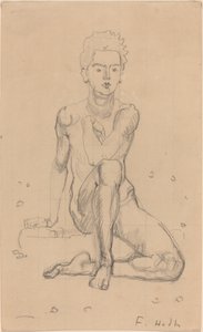 Hector poserer nøgen af Ferdinand Hodler