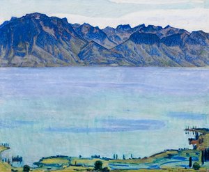 Genèvesøen med Savoy-alperne af Ferdinand Hodler