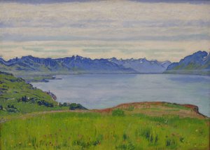 Landskab ved Genevesøen med udsigt mod Valais af Ferdinand Hodler