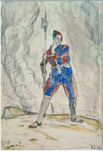 Stående Landsknecht, Studie til slaget ved Marignano af Ferdinand Hodler