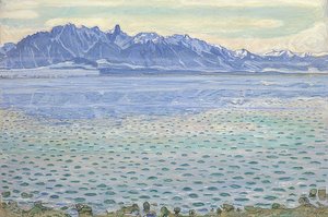 Thun-søen med Stockhorn-kæden. 1904 af Ferdinand Hodler