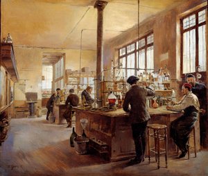 Det kommunale laboratorium har politipræfekturet boulevard du palace. Maleri af Ferdinand Joseph Gueldry (1858-1945)