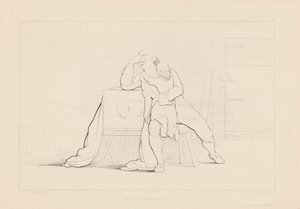 Gertrude klatrede på en enkefars knæ af Ferdinand Joubert, after George Elgar Hicks
