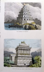 Det store fyrtårn i Alexandria og mausoleet ved Halicarnassus, fra en serie af 