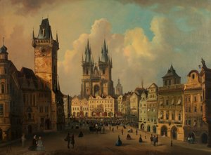 Den gamle rådhusplads i Prag af Ferdinand Lepie