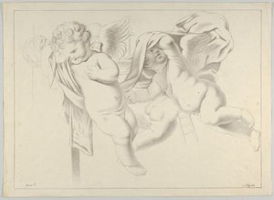 Studie af tre putti, ca. 1800-1844. af Ferdinand Piloty