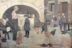 Hjemme igen, i barndommens billedbog, ca. 1900 (stik) af Ferdinand Raffin
