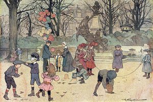 Spil med colin-aillard, hoppereb, ballon og sand i den offentlige have, i Imagier de l