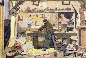 Tømreren, i barndommens billedbog, ca. 1900 (stik)