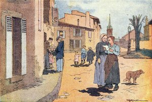 Postbuddet, i barndommens billedbog, ca. 1900 (gravering)