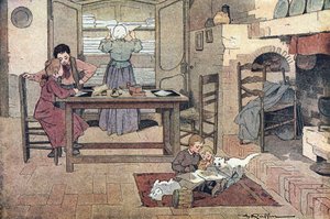 Arbejde hjemme (hjemmearbejde, læsning og husligt arbejde), i Imagier de l