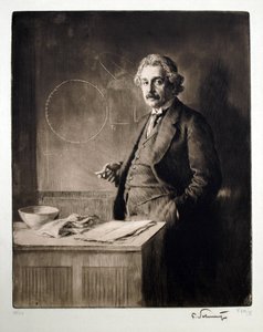 Portræt af Albert Einstein (1879-1955). Værk af Ferdinand Schmutzer (1870-1928), gravering