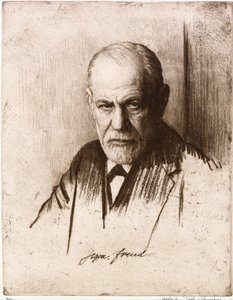 Portræt af Sigmund Freud (1856-1939). Værk af Ferdinand Schmutzer (1870-1928), gravering