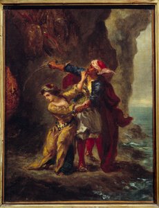 Abydos forlovede. (The Bride of Abydos) Illustration af George Gordon Byrons bog kendt som Lord Byron (1788-1824) "The Bride of Abydos"", sang II Strophe XXIII. Maleri af Eugene Delacroix (1798-1863) af Ferdinand Victor Eugene Delacroix