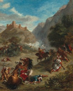 Arabere i træfning i bjergene af Ferdinand Victor Eugene Delacroix