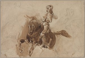 Panserfigur på hesteryg recto, ca. 1828. af Ferdinand Victor Eugene Delacroix