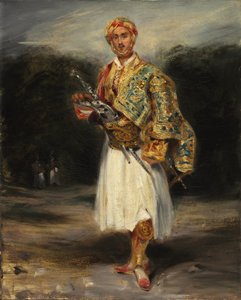 Grev Demetrius de Palatiano i Suliot-dragt, ikke dateret (olie på stof) af Ferdinand Victor Eugene Delacroix