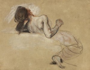 Krøjende kvinde, 1827 af Ferdinand Victor Eugene Delacroix