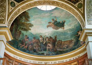 Kuppel i Assemblee nationale, Paris: Orfeus kommer til de endnu vilde grækere og lærer dem fredens kunst af Ferdinand Victor Eugene Delacroix