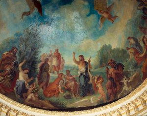 Nedstigning til Limbo: gruppen af romere. Fra venstre mod højre, Pyrrhus, Hannibal, Trajan, Ciceron, Porcia, Jules cesar (i baggrunden), Marc Aurele, Caton d