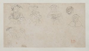 Figurstudier, ca. 1800-1899 (grafit på vævet papir) af Ferdinand Victor Eugene Delacroix