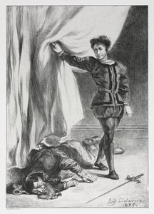 Hamlet: Hamlet and the Corpse of Polonius, 1835. af Ferdinand Victor Eugene Delacroix