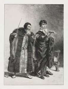 Hamlet: Polonius og Hamlet, 1834. af Ferdinand Victor Eugene Delacroix