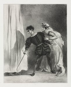 Hamlet: Mordet på Polonius, 1834. af Ferdinand Victor Eugene Delacroix