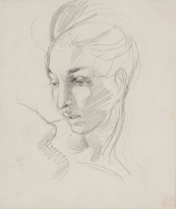 Head of Liberty (grafitblyant på papir) af Ferdinand Victor Eugene Delacroix