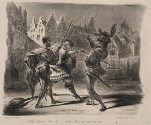 Illustrationer til Faust: Duel af Faust og Valentin, 1828. af Ferdinand Victor Eugene Delacroix