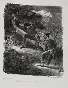 Illustrationer til Faust: Faust og Méphistophélés i Hartz-bjergene, 1828. af Ferdinand Victor Eugene Delacroix