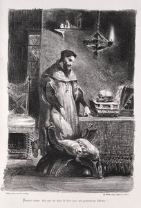 Illustrationer til Faust: Faust i hans omklædningsrum, 1828. af Ferdinand Victor Eugene Delacroix