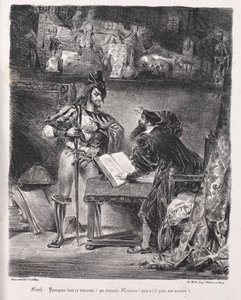 Illustrationer til Faust: Méphistophélés besøger Faust, 1828. af Ferdinand Victor Eugene Delacroix