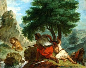 Løvejagt i Marokko, 1854