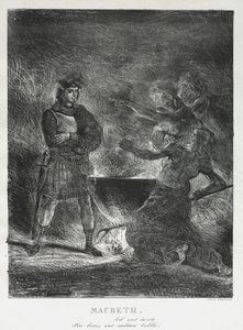 Macbeth Consulting the Witches, 1825. af Ferdinand Victor Eugene Delacroix