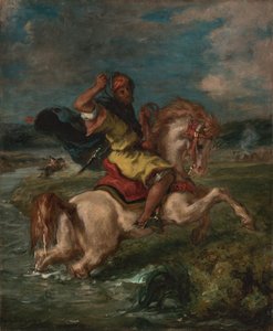 Marokkansk rytter krydser et vadested, ca. 1850 (olie på lærred) af Ferdinand Victor Eugene Delacroix