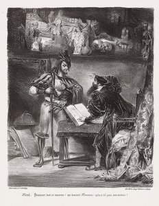 Mephistopheles optræder i Faust (Mephisto optræder Faust). 1828 af Ferdinand Victor Eugene Delacroix