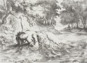 Ophelias død, 1843 af Ferdinand Victor Eugene Delacroix