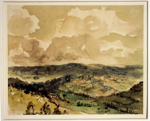 Panoramaudsigt over skovklædte bakker omkring Croze Akvarel af Eugene Delacroix (1798-1863) Omkring 1855 Søn. 0,21 x 0,26 m Paris. Louvre-museet af Ferdinand Victor Eugene Delacroix