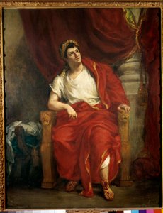 Portræt af komikeren Francois-Joseph (Francois Joseph) Talma (1763-1826), der fortolker Nero i stykket Britannicus””” af Jean Racine”” Maleri af Eugene Delacroix (1798-1863) 1853 Dim. 0,92 x 0,73 m Paris, fransk komedie af Ferdinand Victor Eugene Delacroix