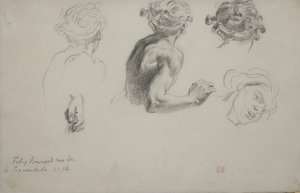 Studieark til "Trajans retfærdighed", ca. 1840 (blyant på papir) af Ferdinand Victor Eugene Delacroix