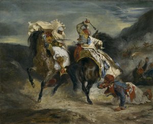 Kampen mellem Giaour og Hassan, 1826 af Ferdinand Victor Eugene Delacroix