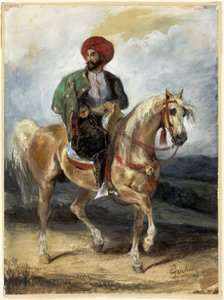 Den tyrkiske rytter, ca. 1834 (gouache og akvarel på papir) af Ferdinand Victor Eugene Delacroix