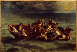 Forliset af "Don Juan". Illustration af bogen af George Gordon Byron kaldet Lord Byron (1788-1824) "Don Juan", sang II. Maleri af Eugene Delacroix (1798-1863) af Ferdinand Victor Eugene Delacroix